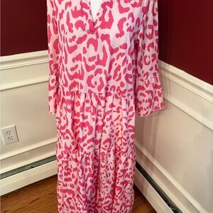 Pink and White Animal Print Dress